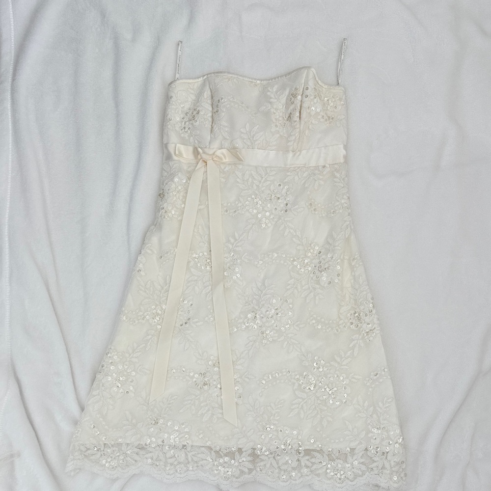 Jessica McClintock Cream Floral Lace Dress (Like New)